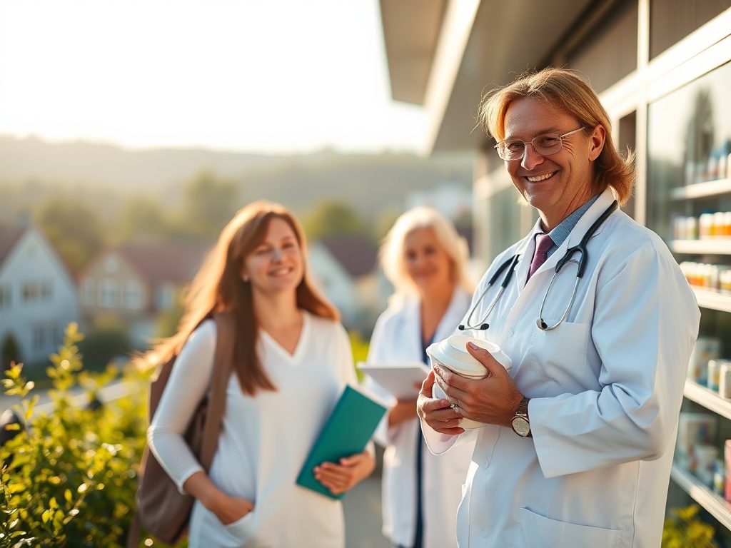 Mapa Lubina z zaznaczonymi placówkami medycznymi, symbolizująca dostępność kolejek do specjalistów